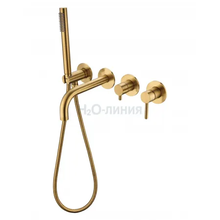 Смеситель для ванны с ручным душем Grocenberg GB5070GL золотой брашированный