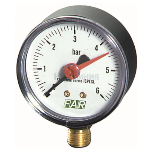 Манометр FAR 1/4 (радиальное соединение) , 0-10 бар, - 20-80 C, O 63 мм