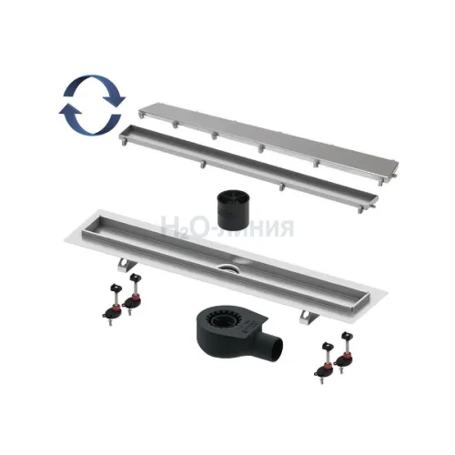 Комплект TECE TECElinus для монтажа дренажного канала 2 в 1 с основой для плитки tile и steel с мембраной Хром матовый 15103069