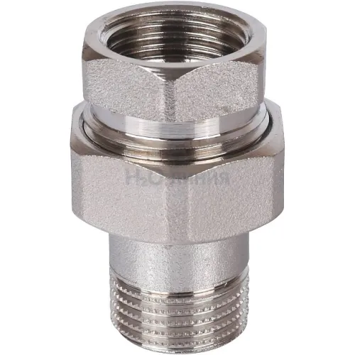 Разъемное соединение STOUT американка ВН 1/2 никелированное, уплотнение под гайкой по плоскости