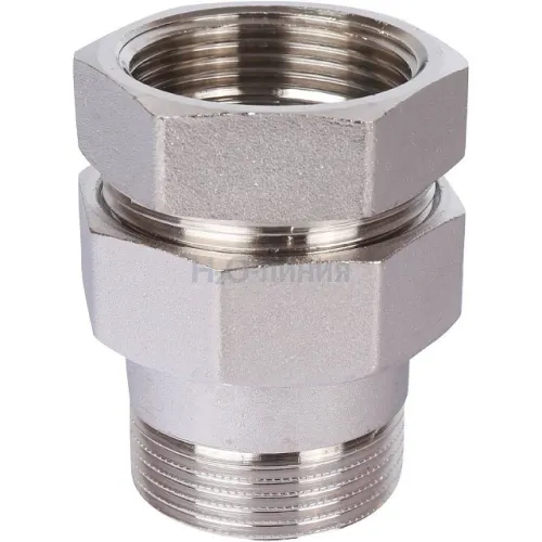 Разъемное соединение STOUT американка ВН 1 1/4 никелированное, уплотнение под гайкой по плоскости