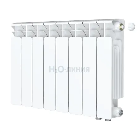 Радиатор биметаллический RIFAR BASE VENTIL 350 х 8 секций нижнее правое подключение, R-BA-350-08-VR
