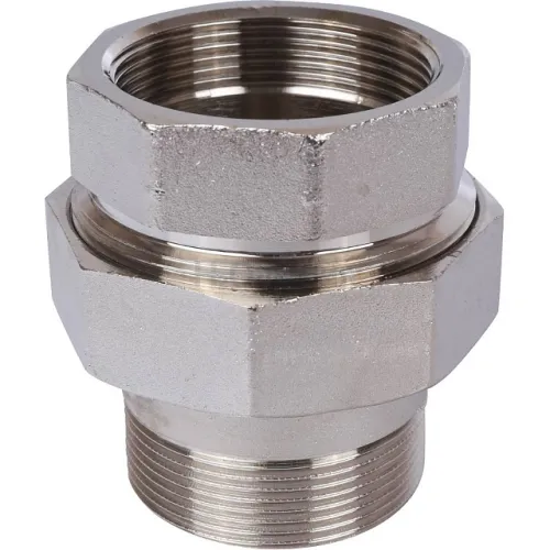 Разъемное соединение STOUT американка ВН 2 никелированное, уплотнение под гайкой по плоскости