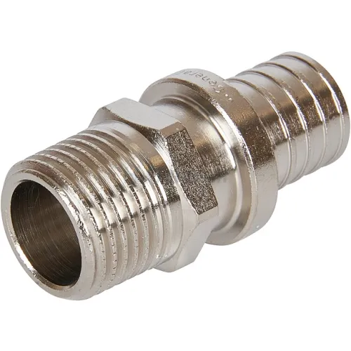 Переходник с наружной резьбой STOUT SFA-0001-200212 20х2.0x1/2 никелированный для труб из сшитого полиэтилена аксиальный