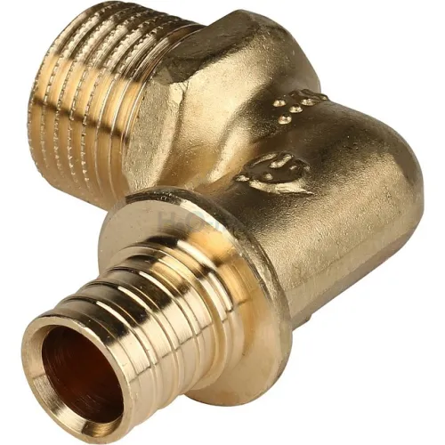 Угольник-переходник с наружной резьбой STOUT 16xR 1/2 для труб из сшитого полиэтилена аксиальный