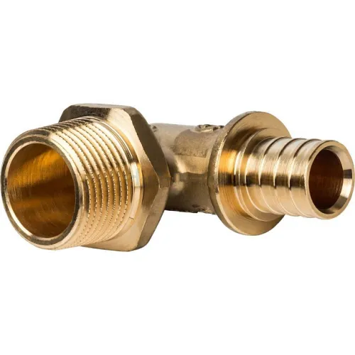 Угольник-переходник с наружной резьбой STOUT 20xR 3/4 для труб из сшитого полиэтилена аксиальный